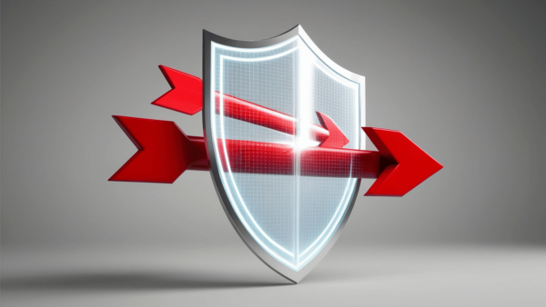 Protección contra ransomware con escudo de seguridad bloqueando amenazas y ataques cibernéticos